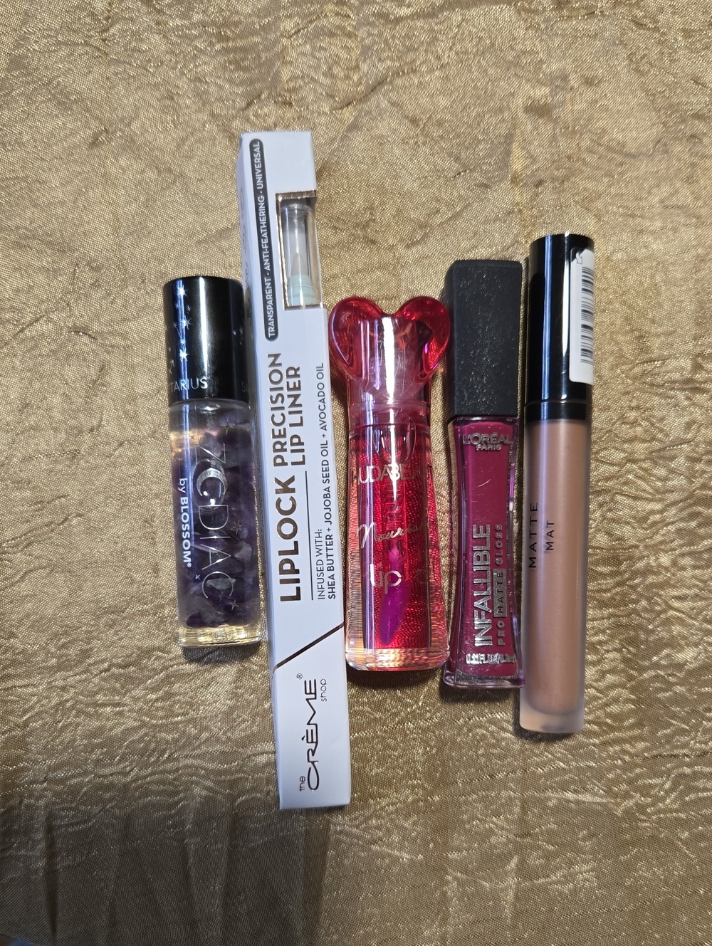 Collection Of 5 Different Lip Products Fro Lip Liner To Gloss, Matte Lip Gloss.